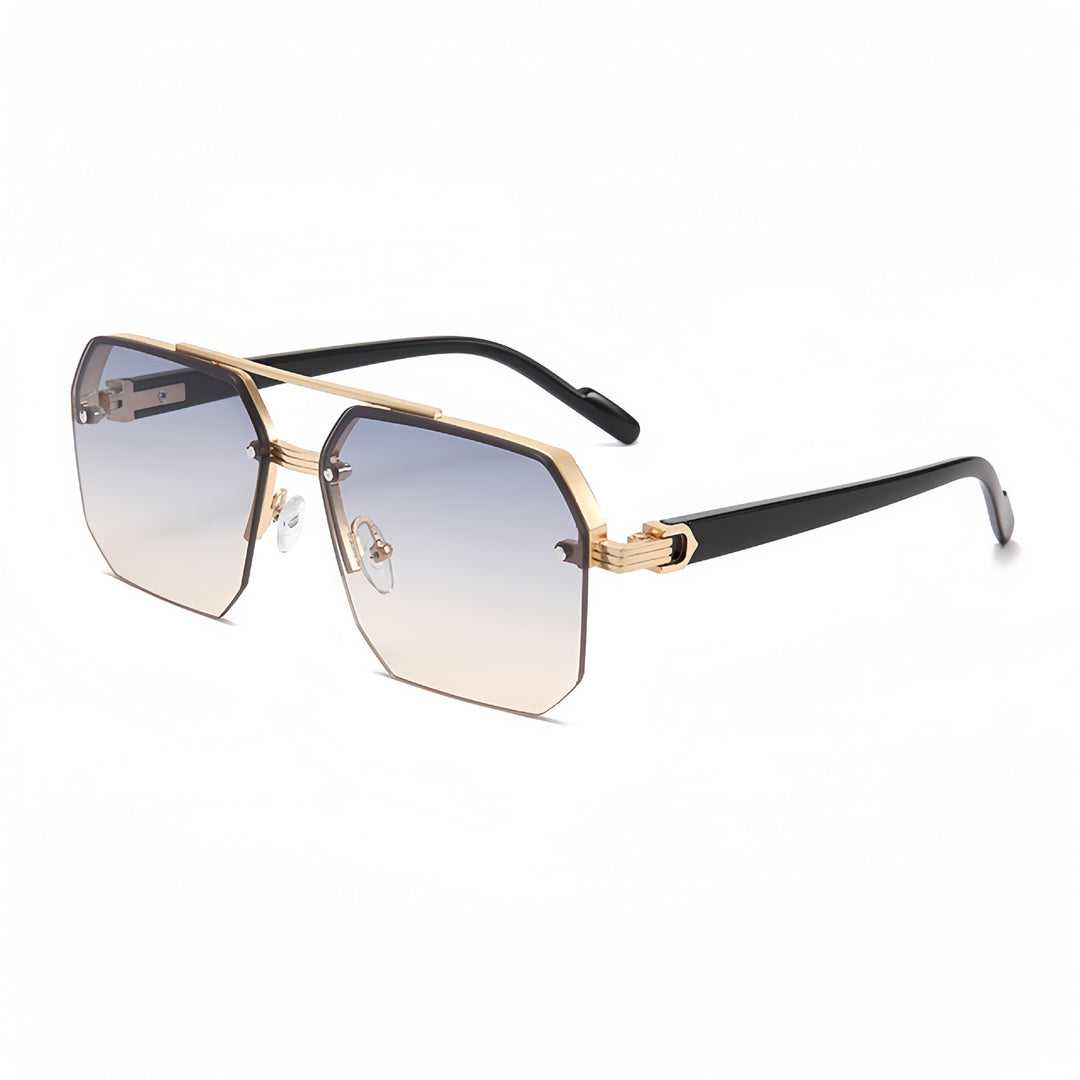 Oversized Geometric Metal Rimless Sunglasses Bowlift