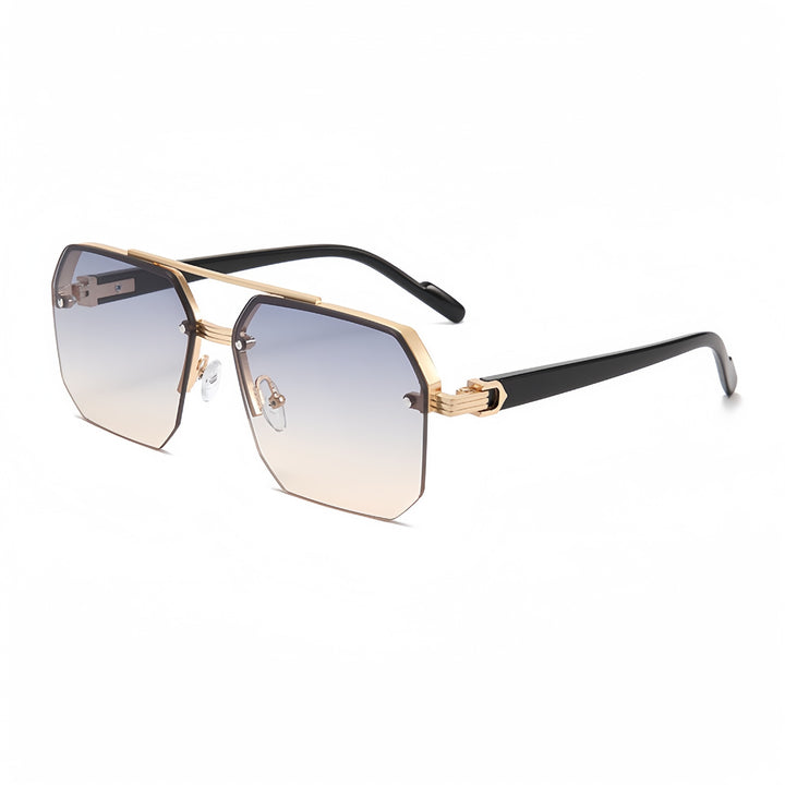Oversized Geometric Metal Rimless Sunglasses Bowlift