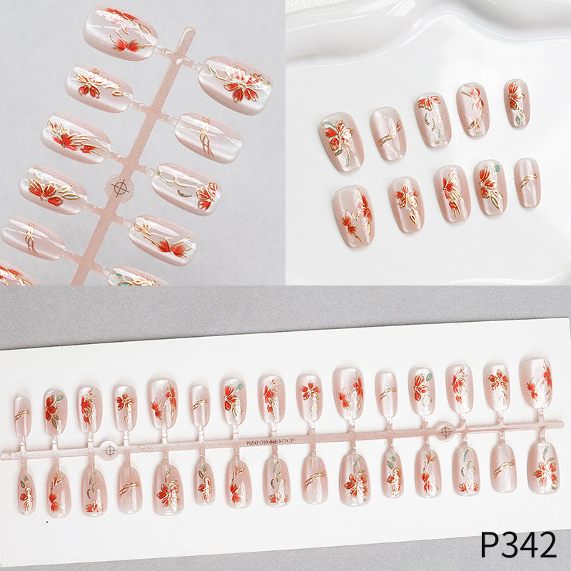 Floral Design Press-On Nail Set Bowlift
