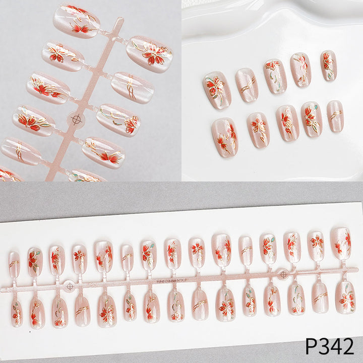 Floral Design Press-On Nail Set Bowlift