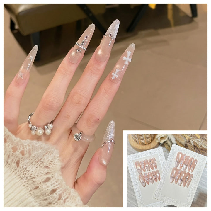 Artistic Stiletto Press-On Nail Set with Charming Patterns Bowlift