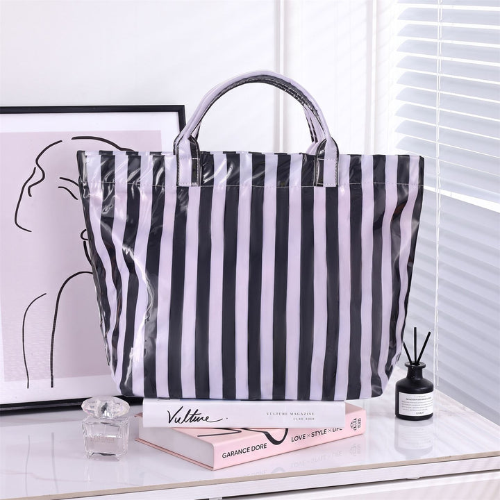 Large Stylish Striped Tote Bag Bowlift