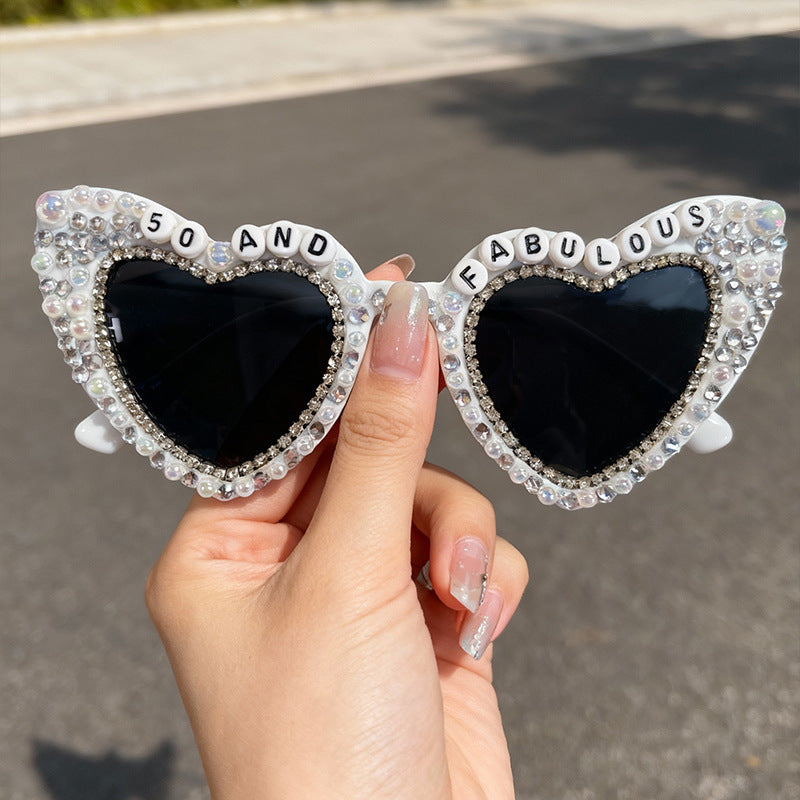 Heart-Shaped Pearl-Embellished Sunglasses Bowlift