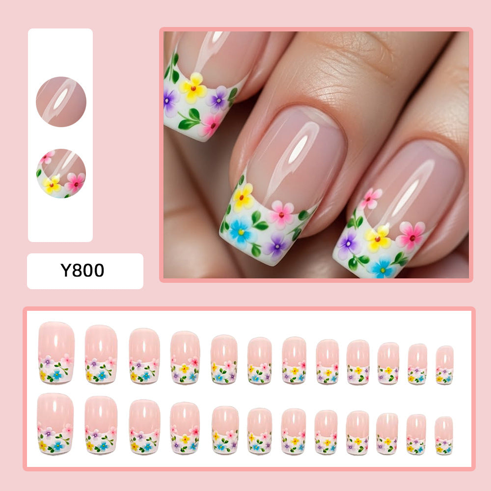 Artistic Nail Extensions with Colorful Flower Designs Bowlift