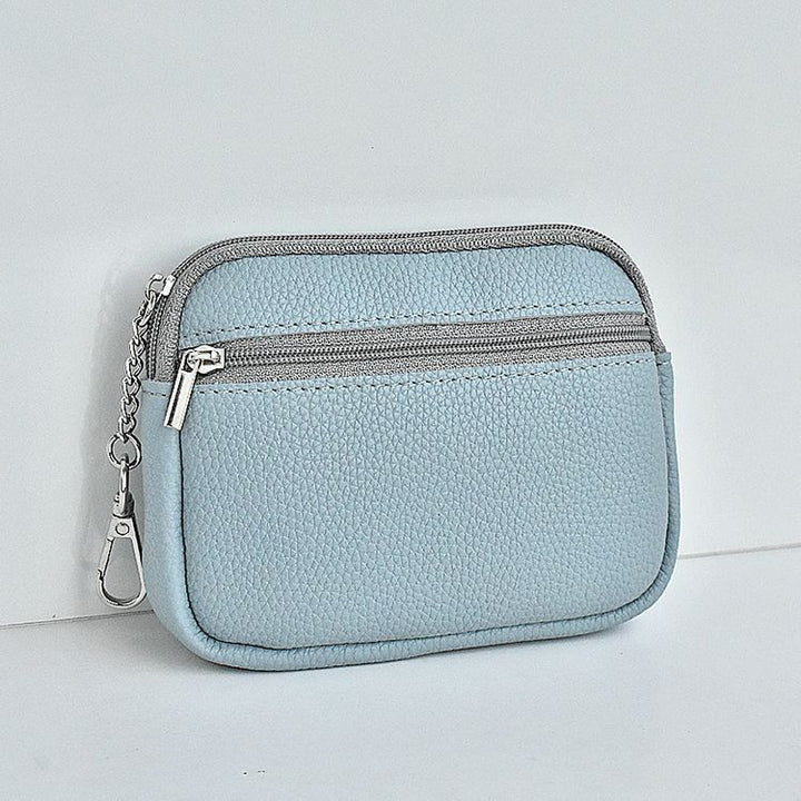 Compact Leather Zippered Card Wallet Bowlift