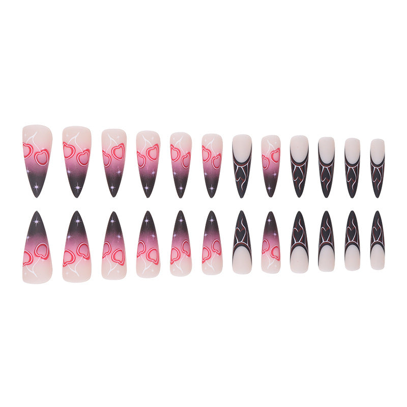 Stiletto Nail Art Extensions with Heart Design Bowlift