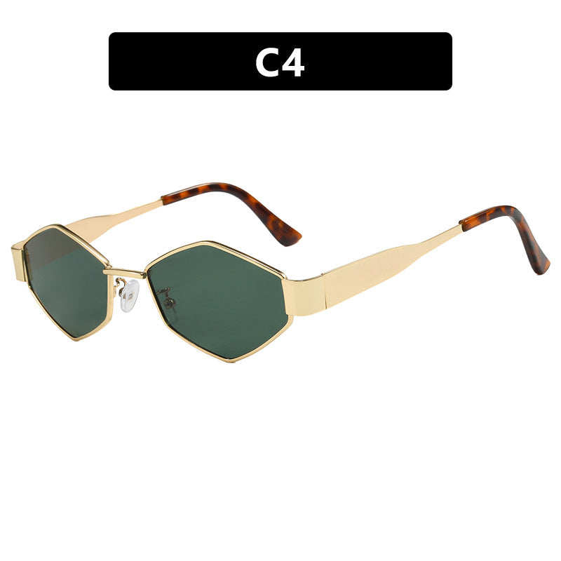 Women's geometric sunglasses with narrow metal frame and polarized lenses Bowlift