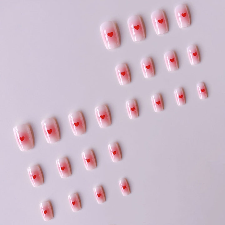 Artificial Nail Set with Romantic Heart Designs Bowlift