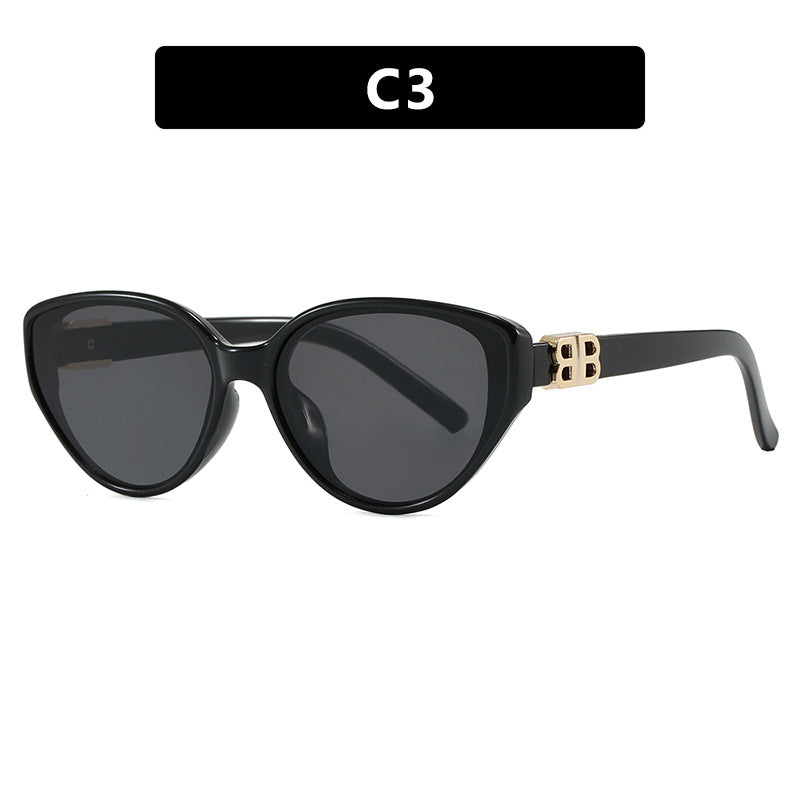 Women's fashionable cat-eye sunglasses with elegant metal frame and UV protection Bowlift