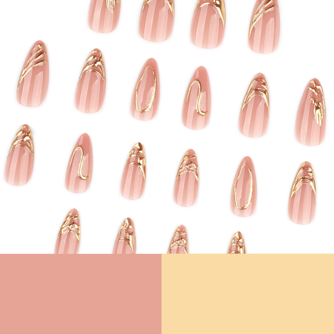 Artistic acrylic nails with gold embellishments Bowlift