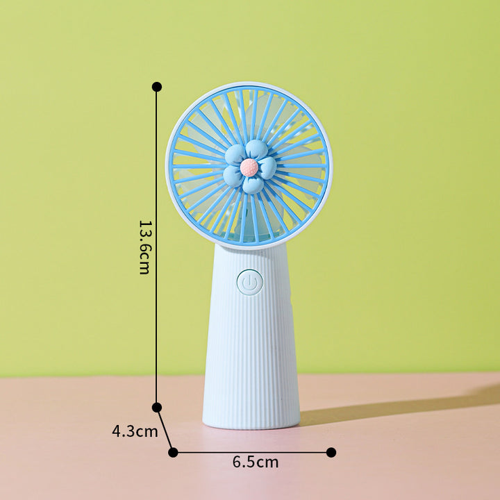 Women's Portable Mini Hand Fan with Floral Pattern Bowlift