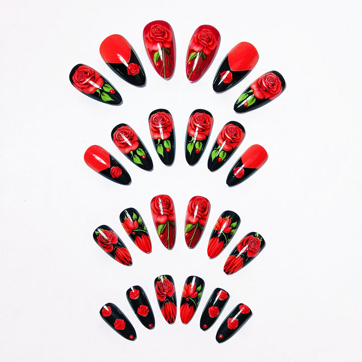 Floral Rose-Inspired Nail Art Bowlift