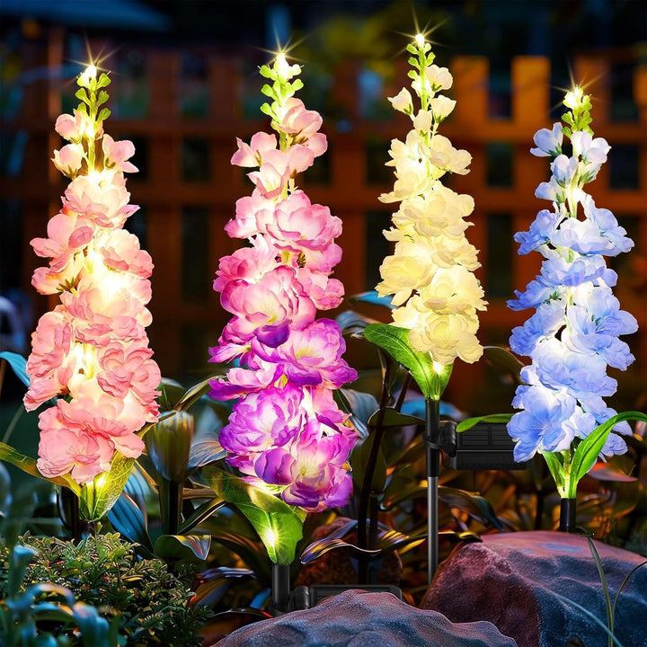 Decorative Tall Artificial Delphinium Garden Stake With Stainless Steel Spike And Adjustable Clip Bowlift