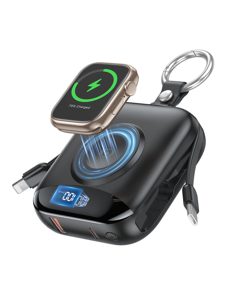 Portable inductive charger with integrated battery and LCD display Bowlift