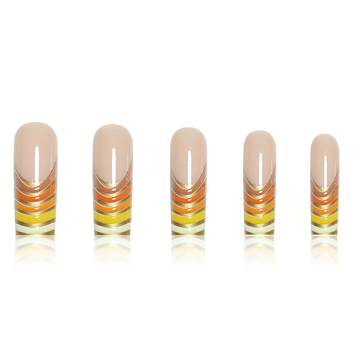 Striped Acrylic Nail Extensions Bowlift