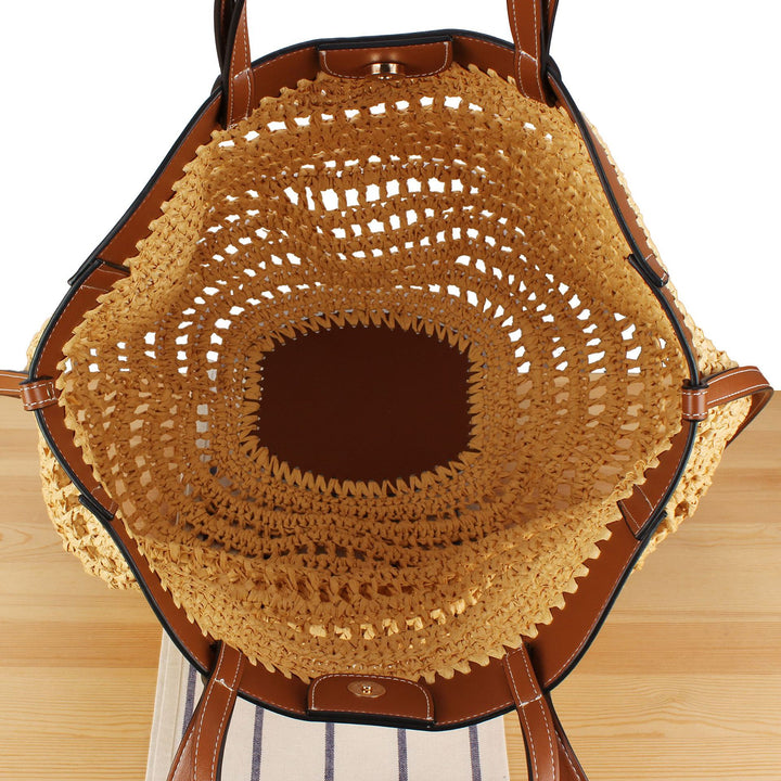 Braided Shoulder Bag with Elegant Leather Detail Bowlift