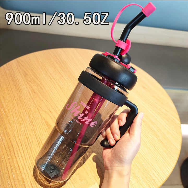 Women's practical drinking bottle with integrated straw Bowlift