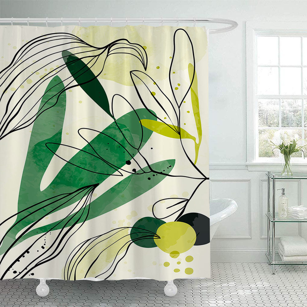 Abstract Botanical Print Shower Curtain Bowlift