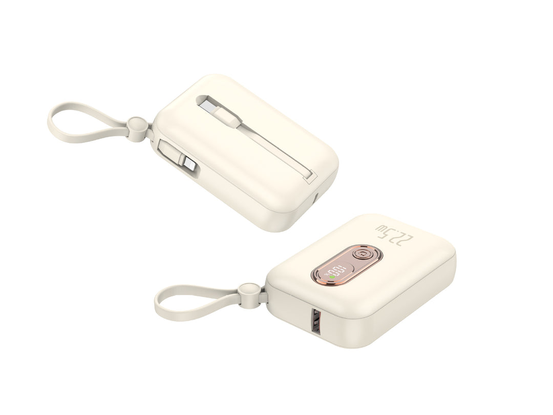 Portable power bank with integrated USB-C port and digital charge status display Bowlift