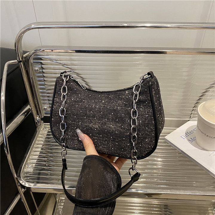 Stylish Chain-Handled Hobo Bag Bowlift