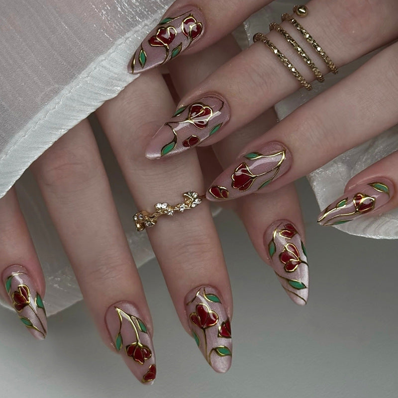Floral Design Press-On Nails Bowlift
