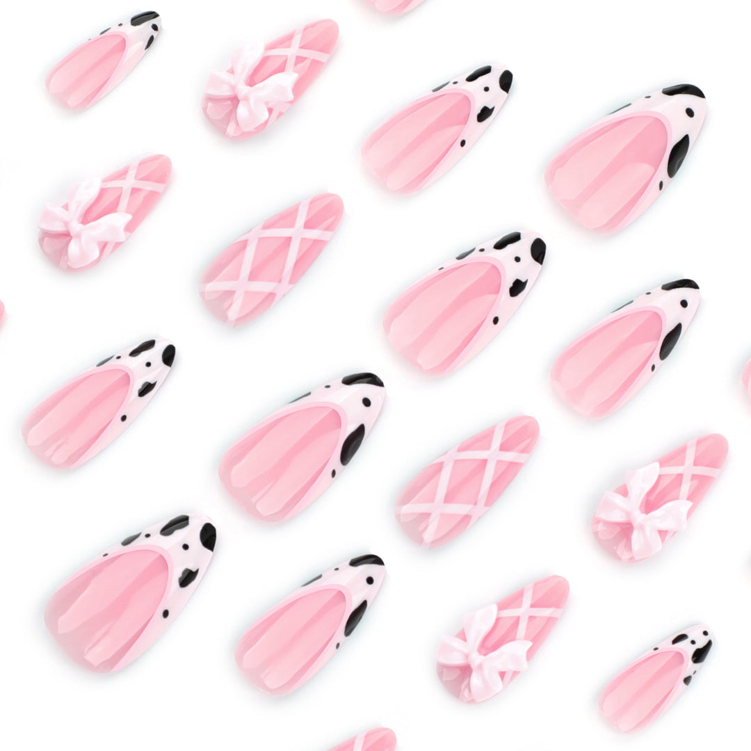 Artistic Nail Extensions with Fine Bow Patterns Bowlift