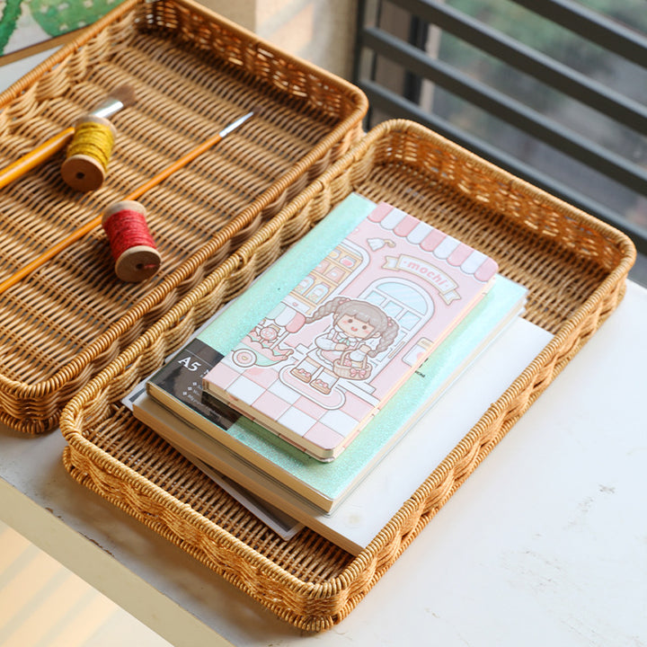 Unisex Rectangular Serving Basket made of handwoven natural material Bowlift