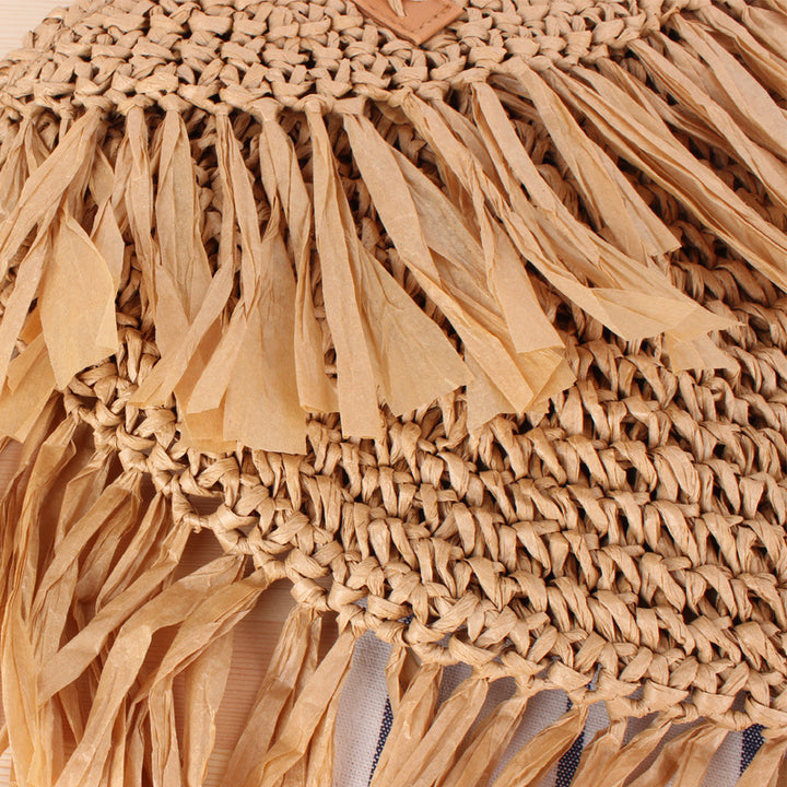 Trendy Straw Bag with Fringed Design Bowlift