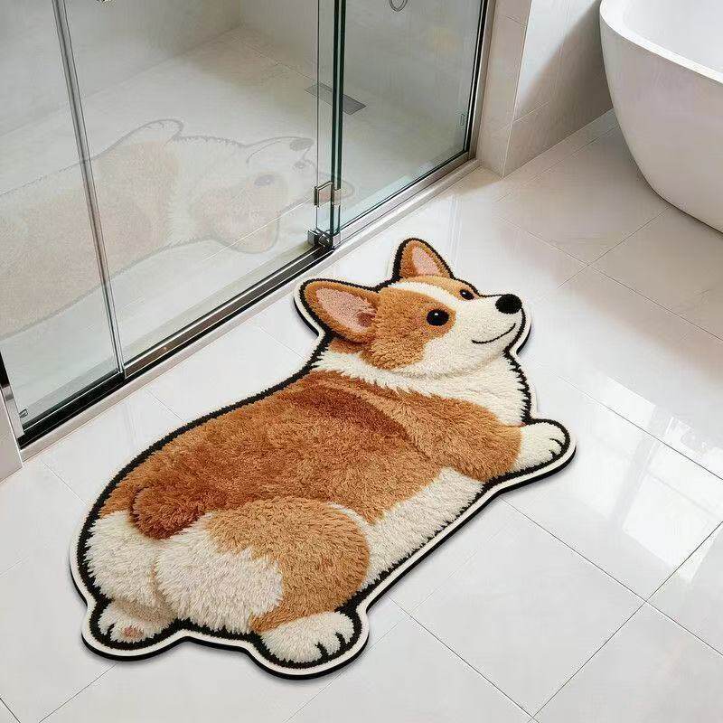 Rottweiler-Shaped Plush Area Mat