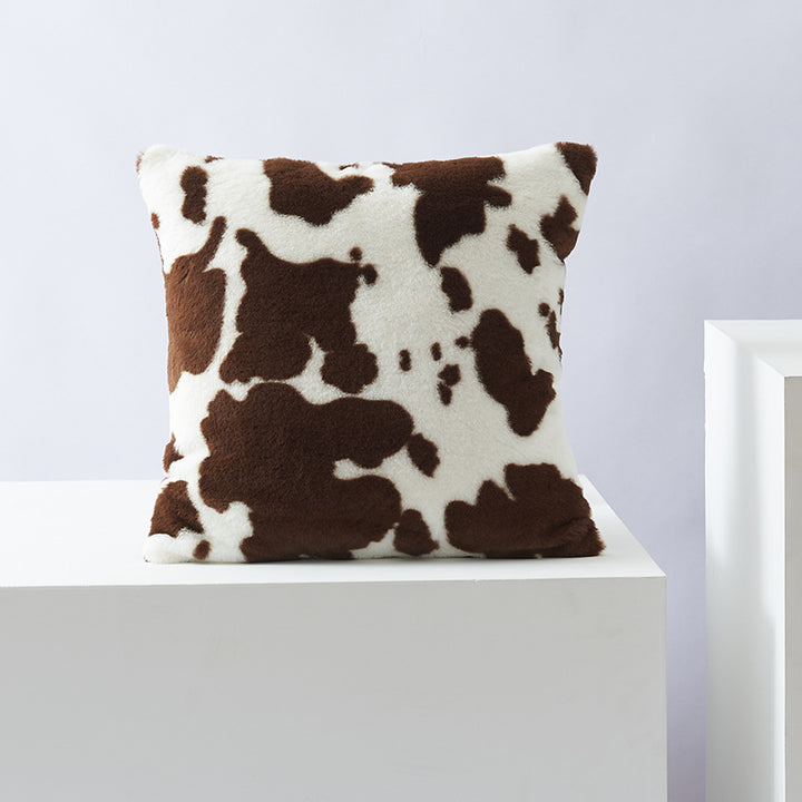 Plush Cow Print Throw Pillow