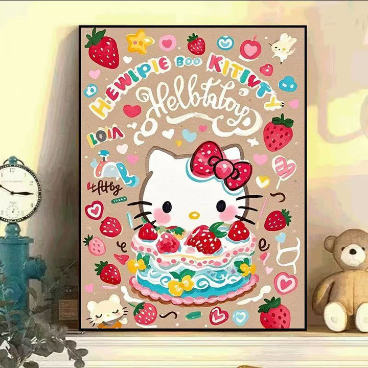 Whimsical Cat-Themed Canvas Art Print Bowlift