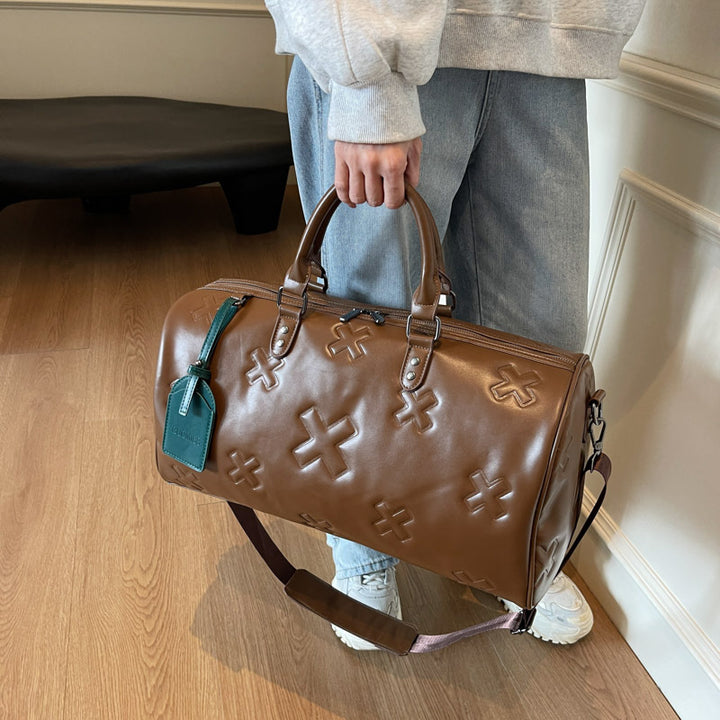 Durable Leather Weekend Duffel Bag Bowlift