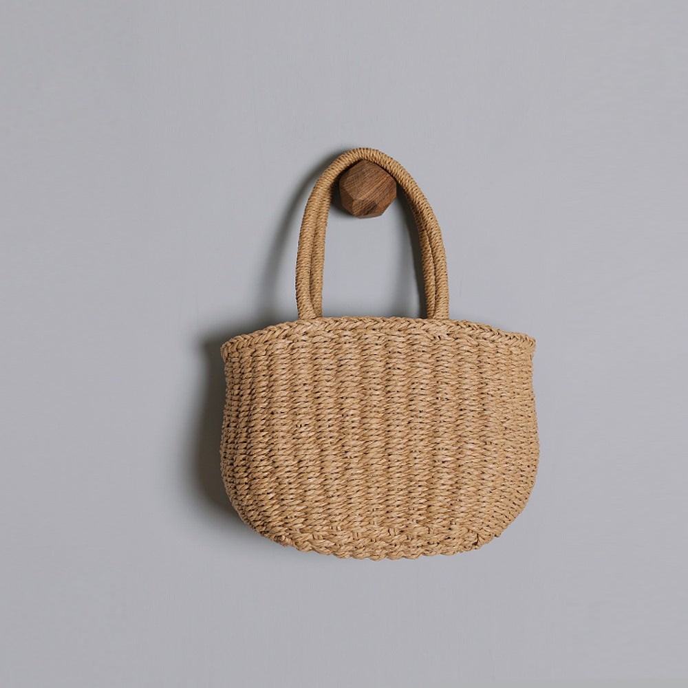 Handwoven basket bag with curved handles Bowlift