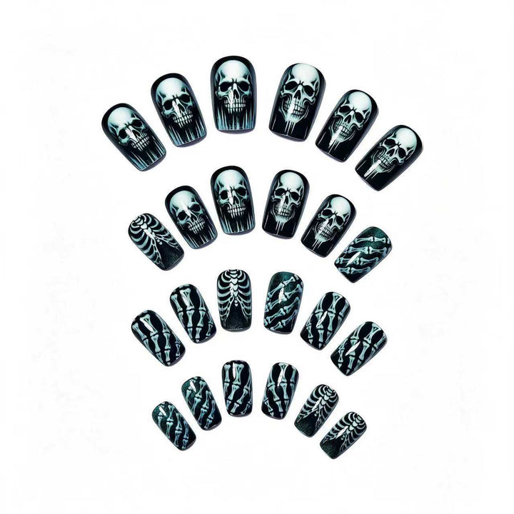 Creative artificial nails in spooky skull design Bowlift