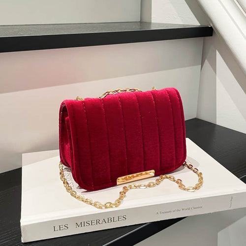 Elegant Quilted Velvet Crossbody Bag Bowlift