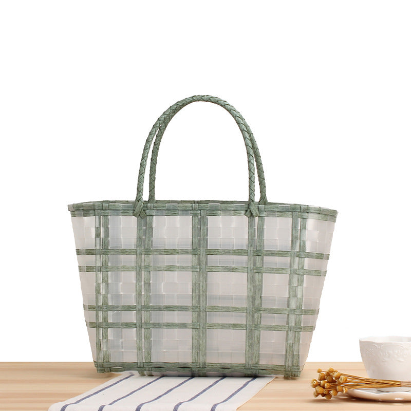 Modern basket bag with refined stripes Bowlift