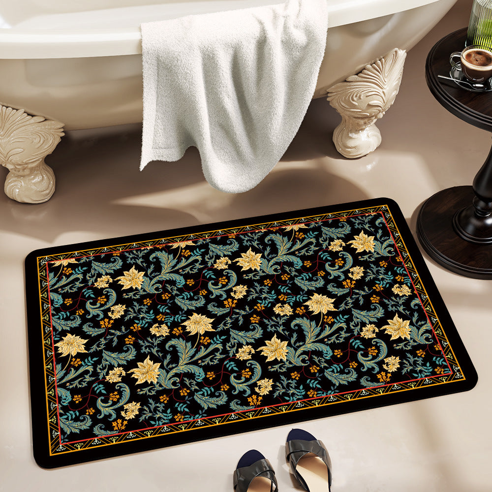 Vintage Floral Pattern Bath Mat Bowlift