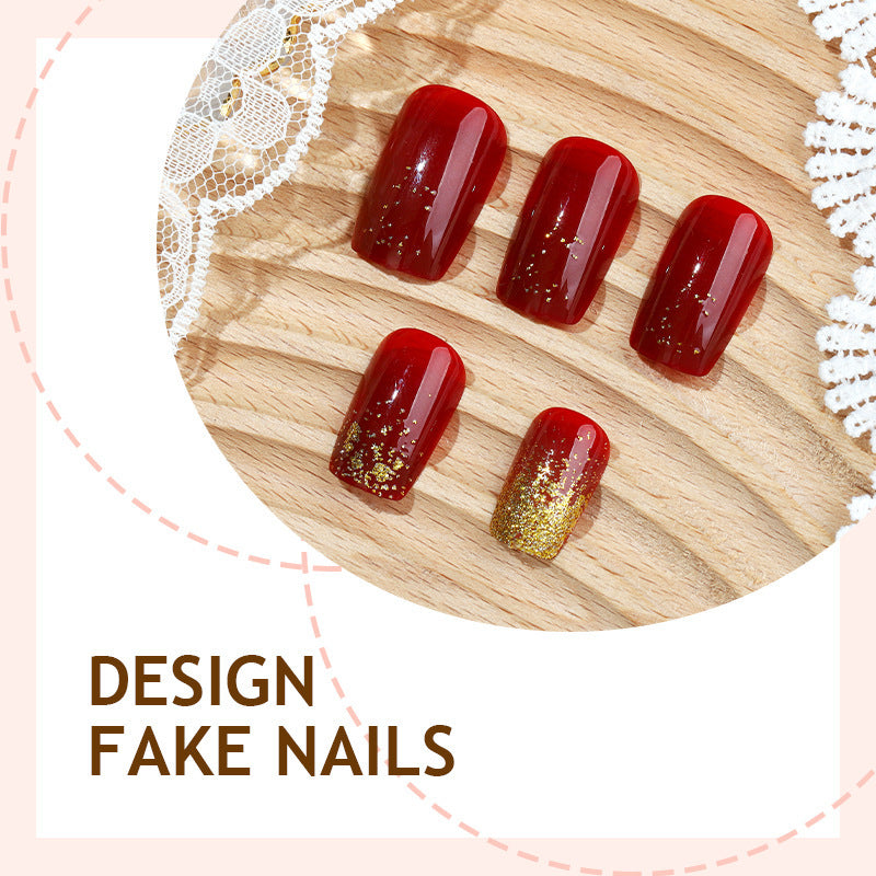 Acrylic nail set with sparkling accents and festive design Bowlift