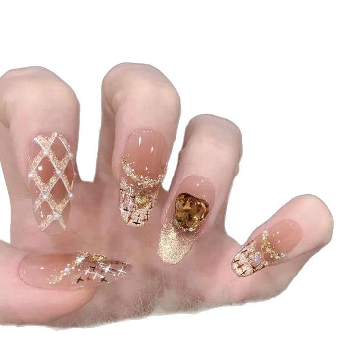 Glittering Artistic Press-On Nail Design Bowlift