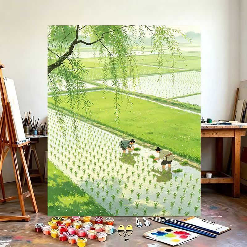 Rice Field Landscape Canvas Art Bowlift