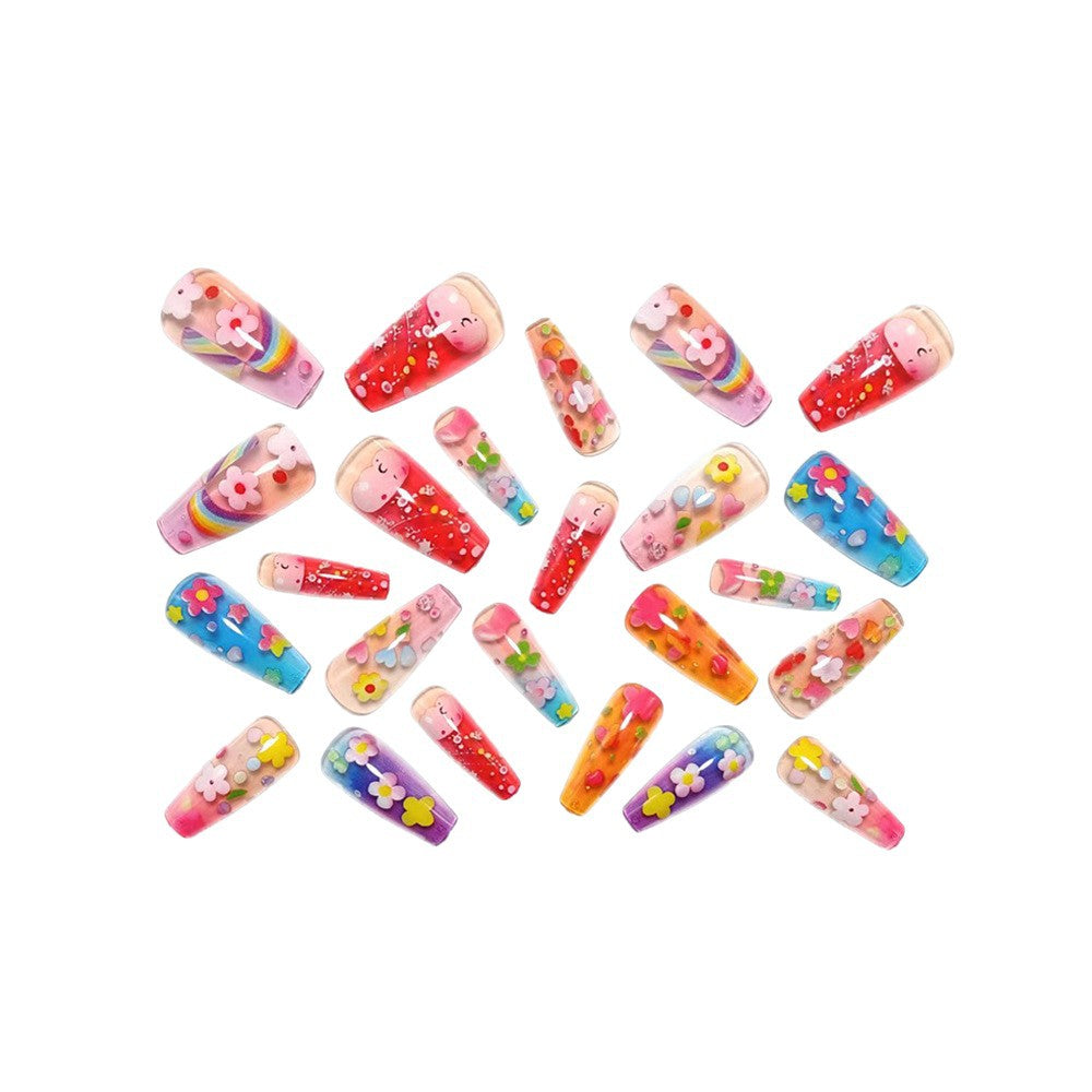 Creative Art Nails with Colorful Flower Design Bowlift