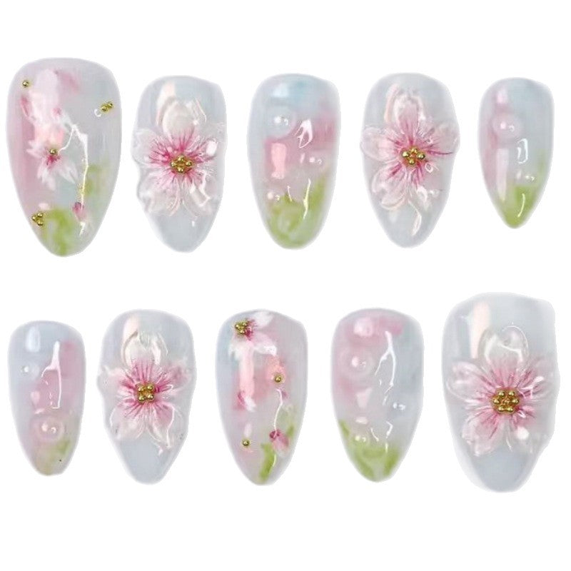 Nature-Themed Artistic Press-On Nail Set Bowlift