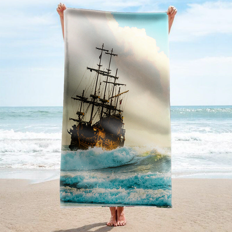 Beach towel with tropical flamingo pattern Bowlift