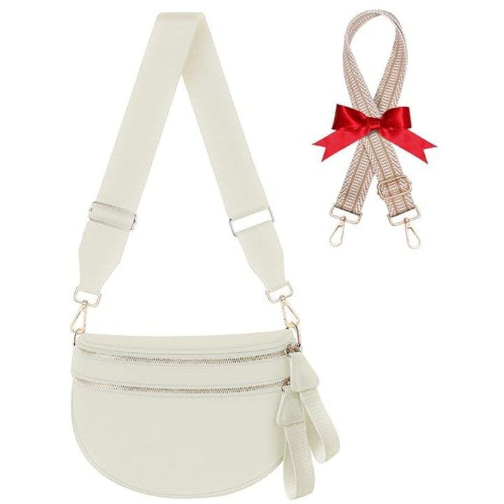 Fashionable crossbody bag with removable shoulder strap and double zipper Bowlift