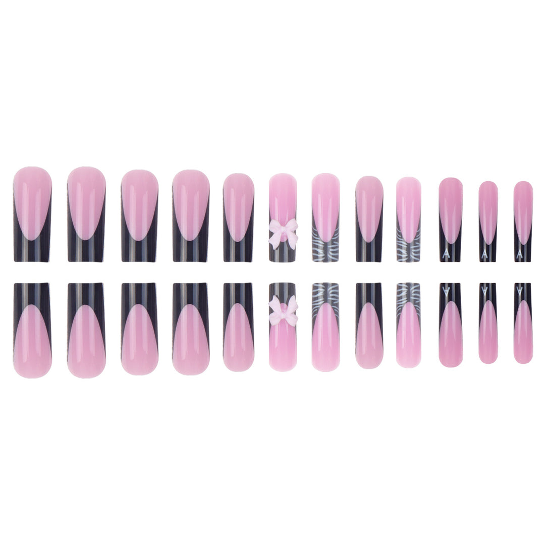 Stylish Artistic Press-On Nails with 3D Bow Design Bowlift