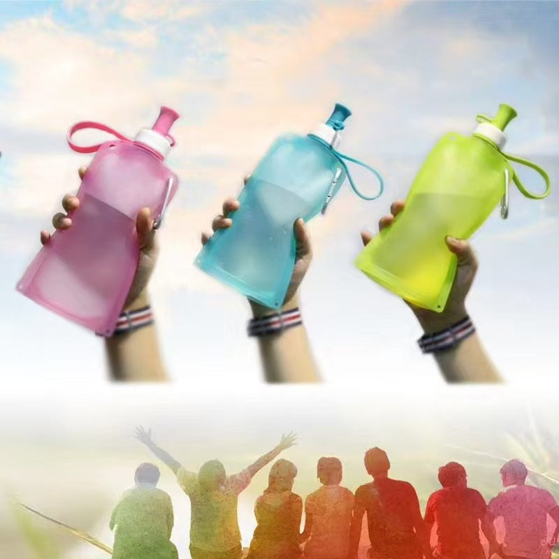 Collapsible Silicone Travel Water Bottle with Carabiner Bite Valve Bowlift