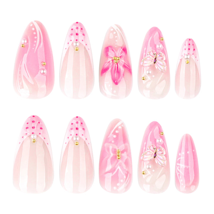 Artful Nail Extensions with Floral Accents Bowlift