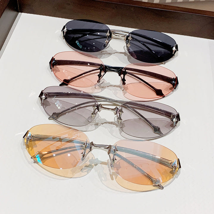 Ladies fashionable sunglasses in futuristic design with mirrored frame Bowlift