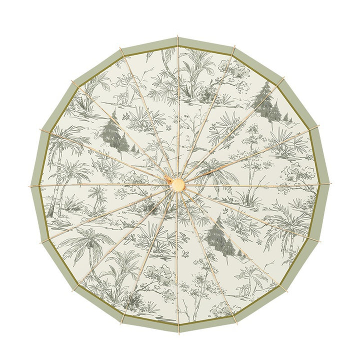 Ladies elegant folding parasol with bamboo design Bowlift
