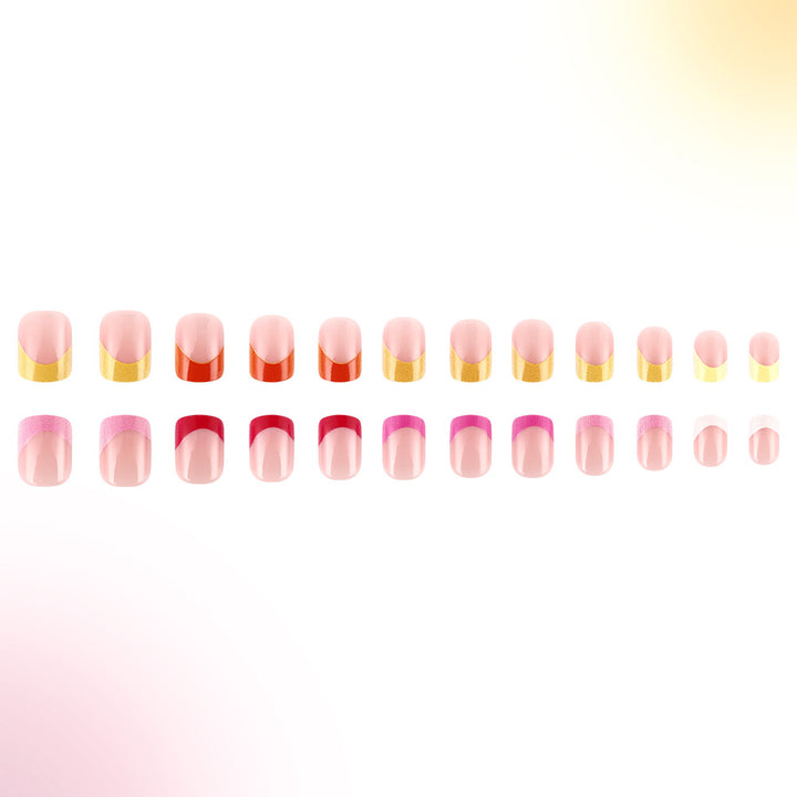Colorful Ombre French Tip Press-On Nails Bowlift